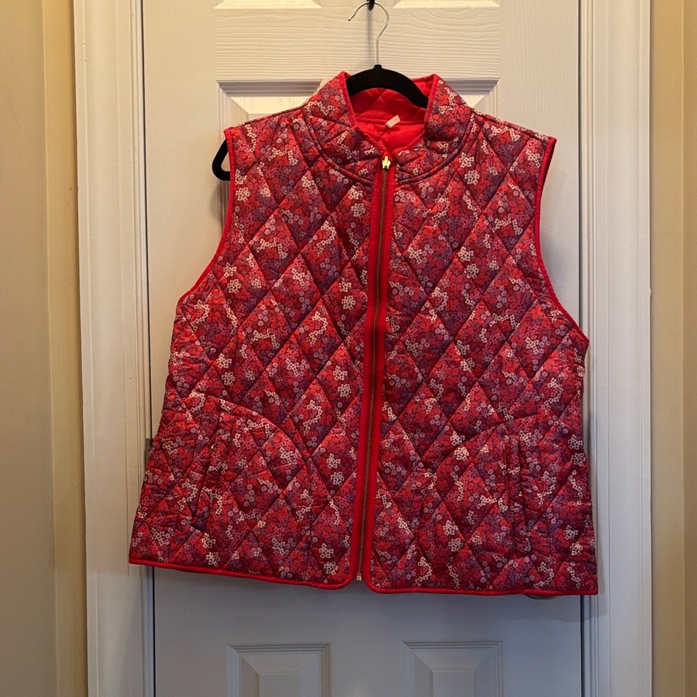 Draper James Red Floral Quilted Vest